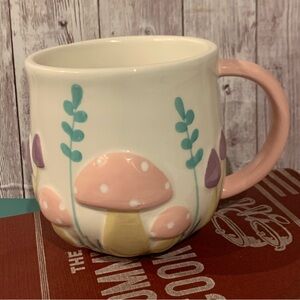 Lang Mushroom Theme Embossed Mug Coffee Tea Cup Pink Pastel Spring Summer